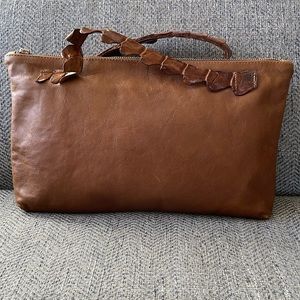 Kulu Cowhide Brown Bovine Leather crocodile double Handle Straps  Bag